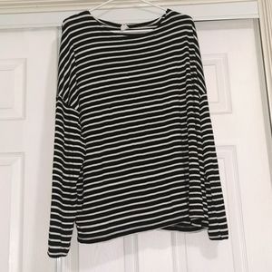 Off the shoulder black and white knit top